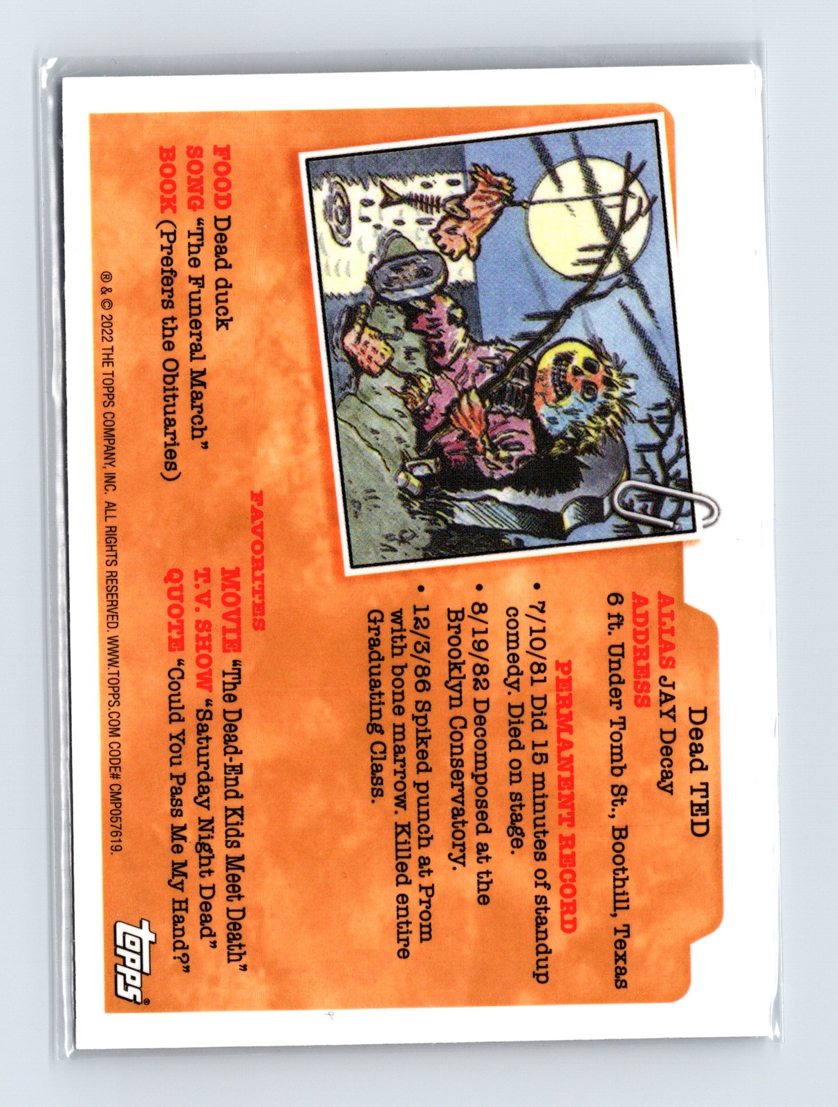 Garbage Pail Kids sticker trading card 1986 Topps #196a Dangling Dolly - Image 2