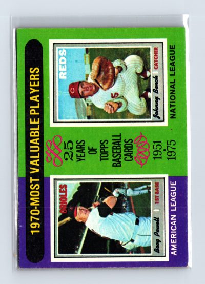 1975 Topps Baseball - SET BREAK - #208 1970 MVPs Powell Bench (HOF)