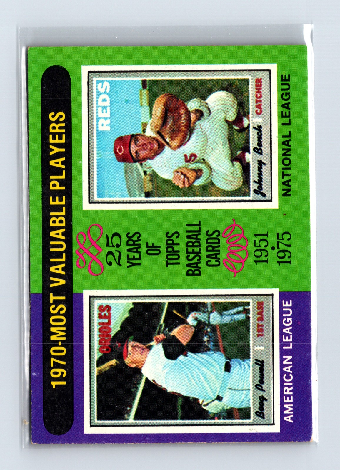 1975 Topps Baseball - SET BREAK - #208 1970 MVPs Powell Bench (HOF)