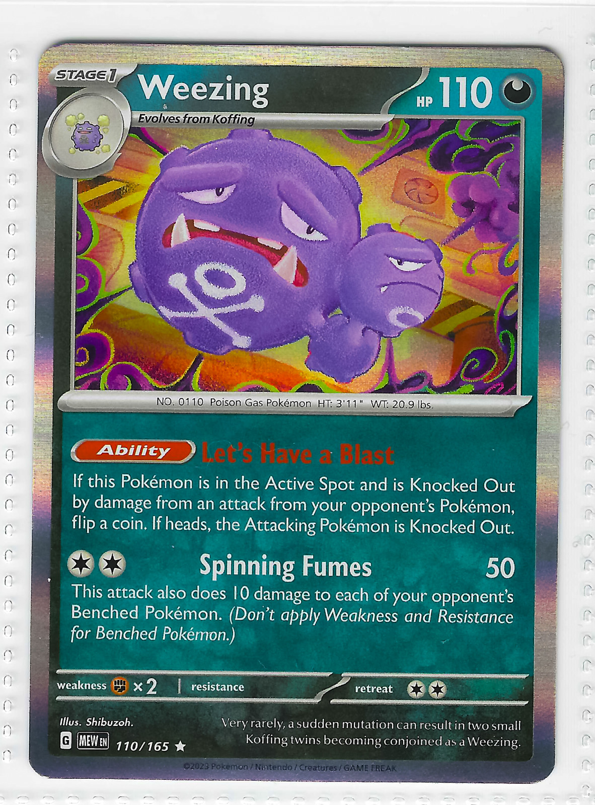 Weezing Holo 110/165 Scarlet & Violet 151 Pokemon TCG