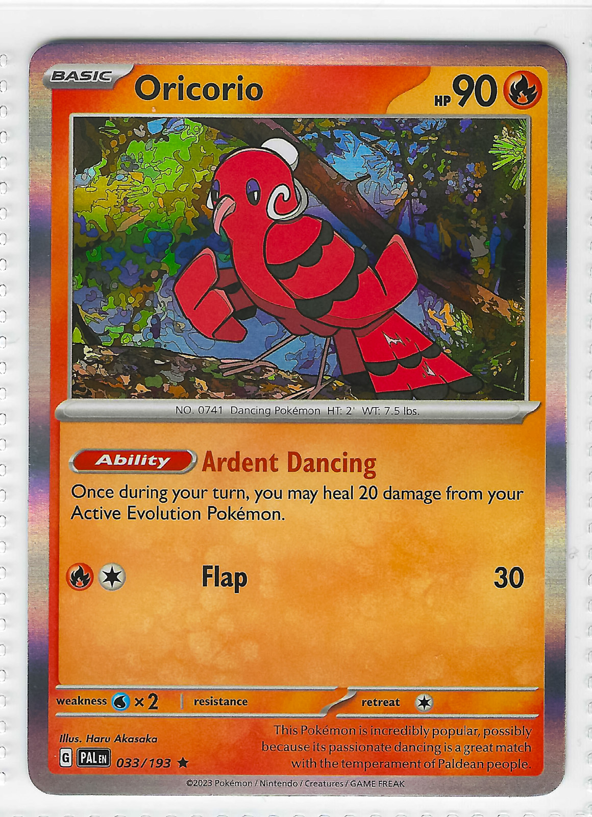 Oricorio Paldea Evolved 033/193 Holo Pokémon Card