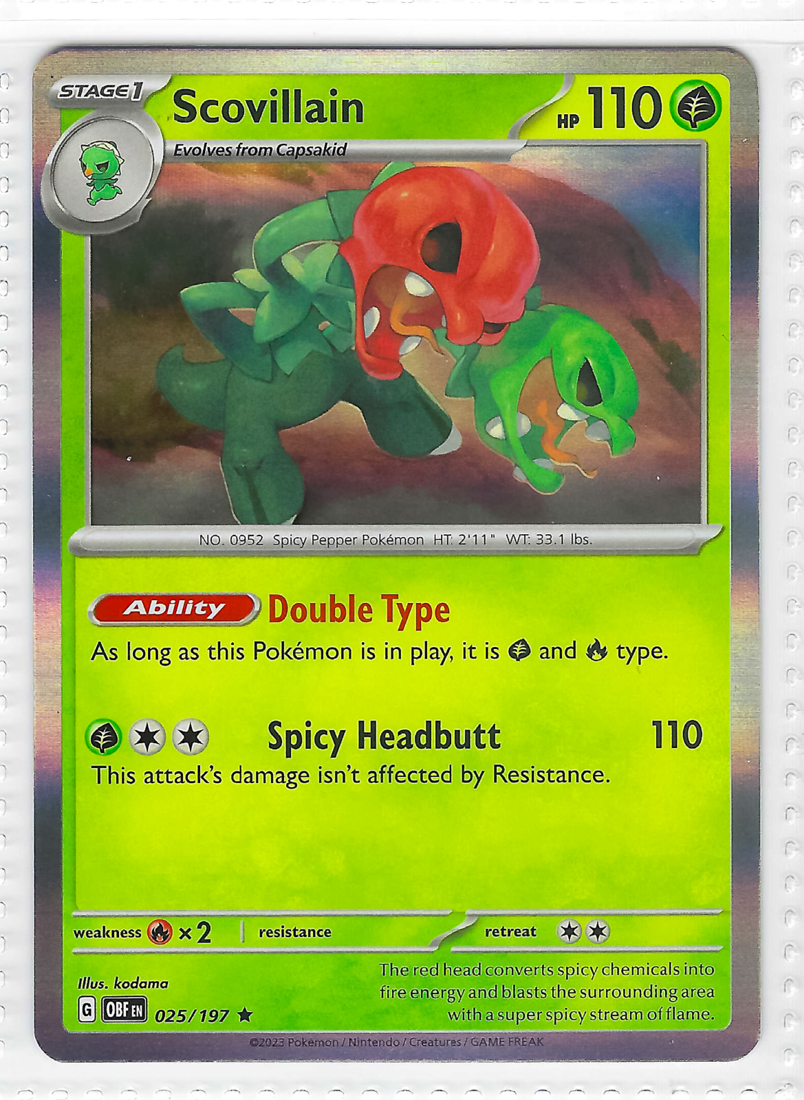 Scovillain Pokémon Card 025/197 Obsidian Flames