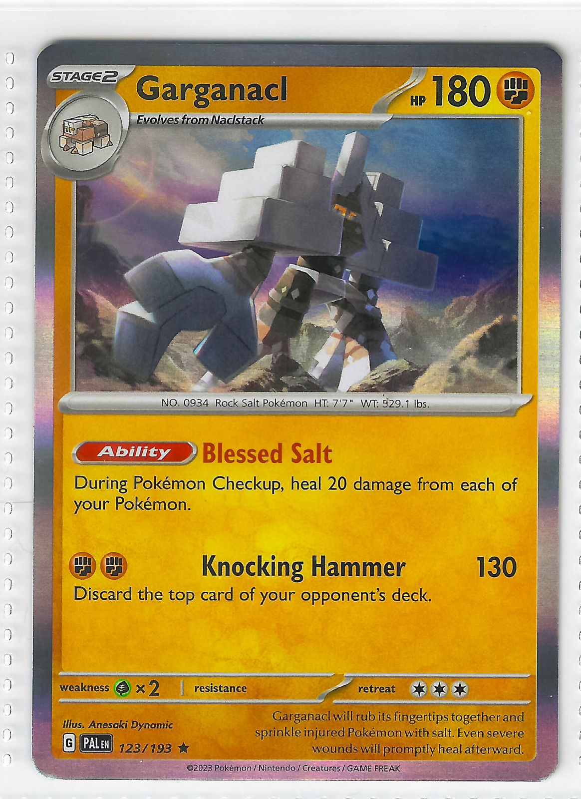 Garganacl Holo 123/193 Paldea Evolved Pokémon TCG