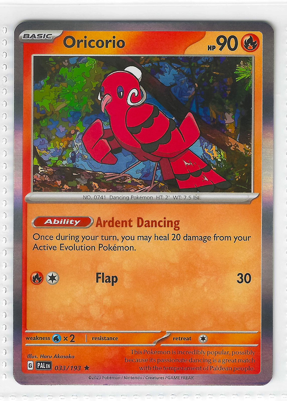 Oricorio 033/193 Paldea Evolved Holo Pokemon TCG Card