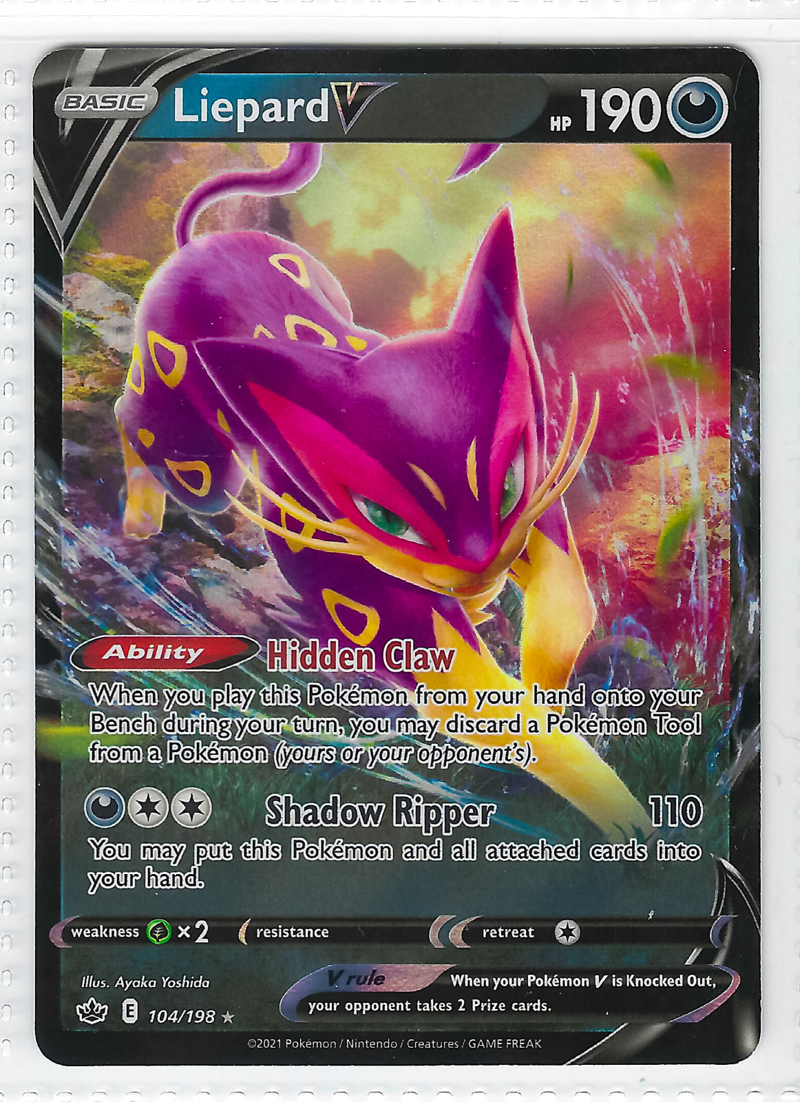 Liepard V Holo 104/198 Fusion Strike Pokemon TCG