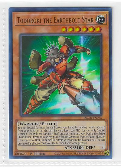 Yu-Gi-Oh! Todoroki the Earthbolt Star BLCR-EN035 1st Edition Ultra Rare