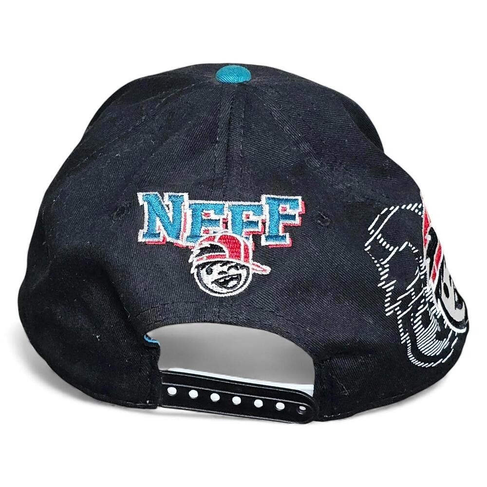 Neff Snapback Hat Signed by Riff Raff Black Teal - Image 3