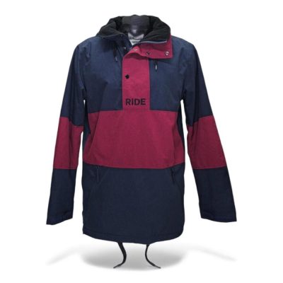 Ride Snowboard Anorak Jacket Navy Burgundy Colorblock Hooded Men L Excellent