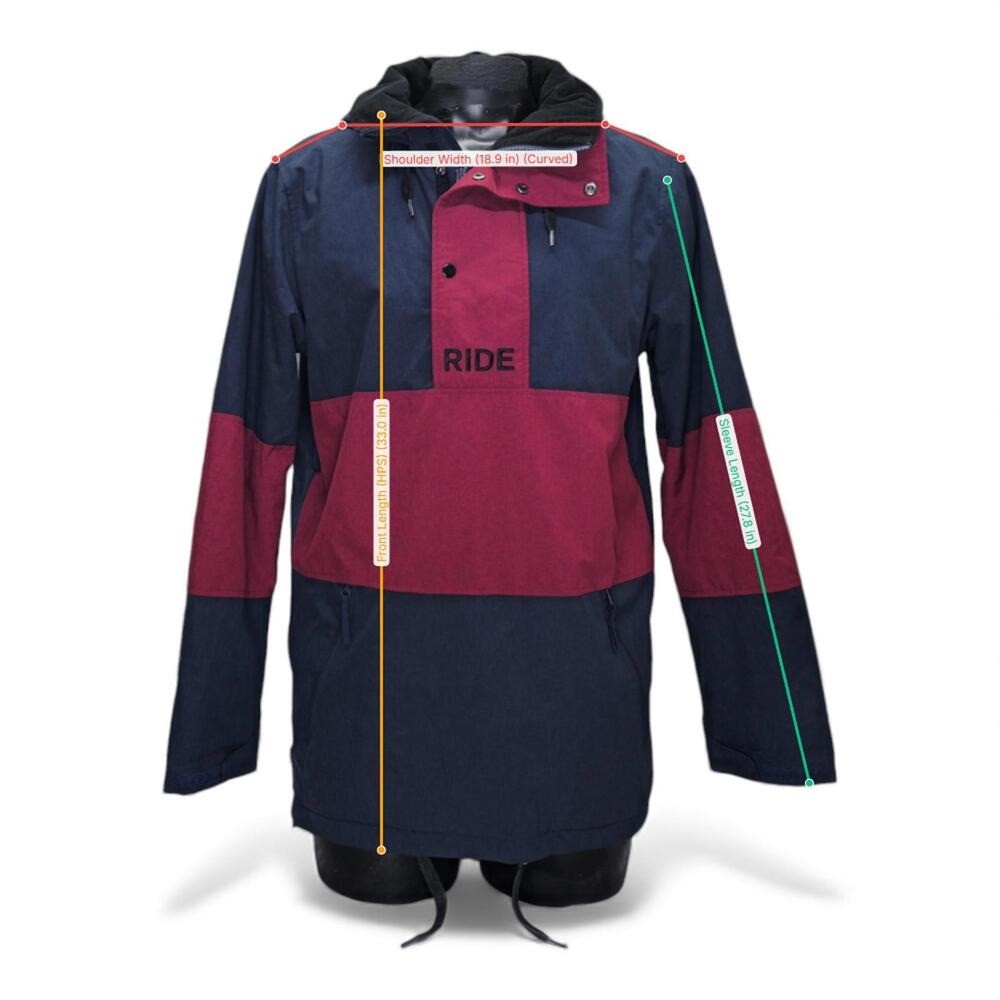 Ride Snowboard Anorak Jacket Navy Burgundy Colorblock Hooded Men L Excellent - Image 5
