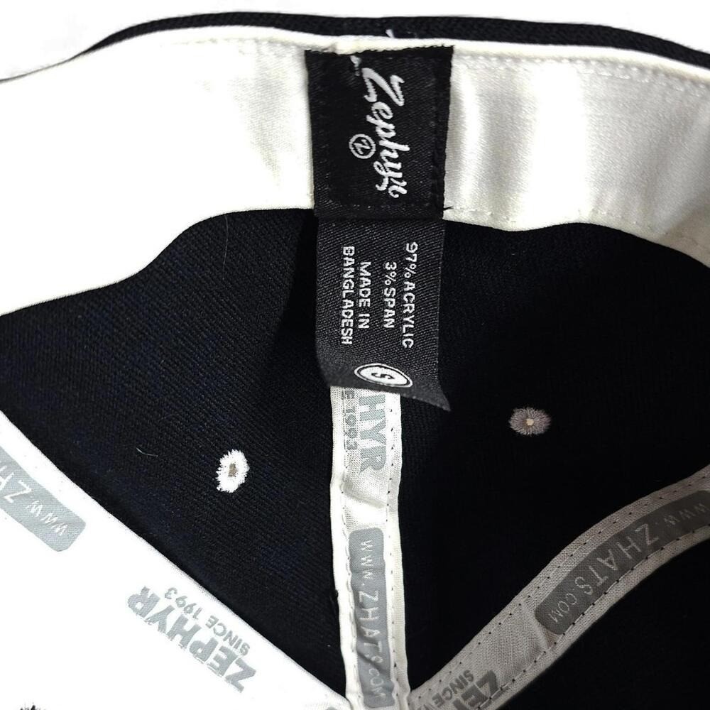 Vintage Zephyr Stretch Baseball Cap S Black White Red Lightning Bolt Excellent - Image 4