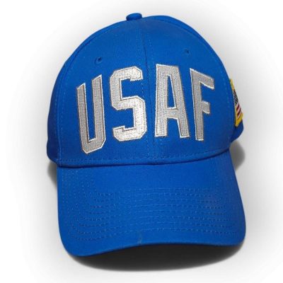 Vintage DiannWilson USAF Air Force Falcon American Flag Blue Baseball Cap Hat Ad