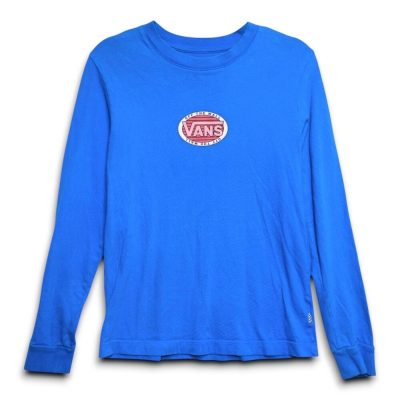 Vintage Vans Off The Wall Long Sleeve T-Shirt Blue Graphic Men's Small EXCELLENT