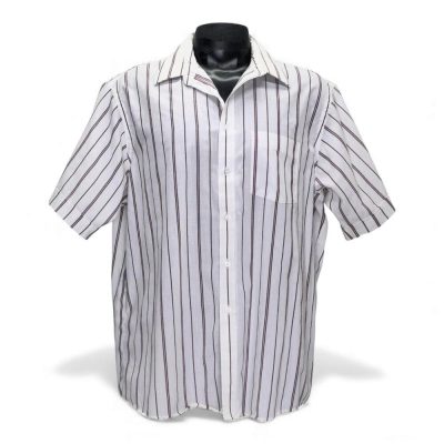 Vintage American Edition Mens Striped Short Sleeve Button Up Shirt L USA Made