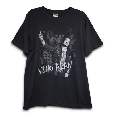Vintage Gildan DryBlend Vino Alan Graphic T-Shirt Men's Black Size L EXCELLENT