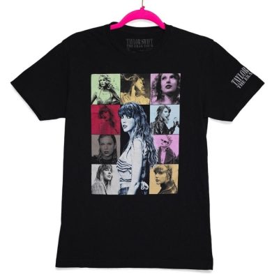 Taylor Swift Eras Tour Collage Graphic T-Shirt Black Womens S Excellent