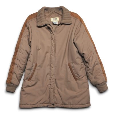 Vintage Learsi Puffer Jacket Tan Corduroy Trim Men's Large Excellent