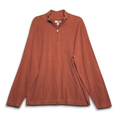 Joseph Abboud Mens Quarter Zip Pullover Sweater Rust Orange XL Excellent