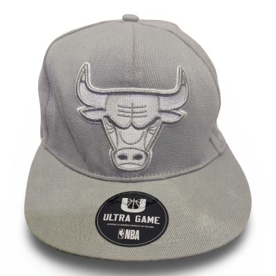 Vintage Ultra Game Chicago Bulls Snapback Hat Grey OSFM Flat Brim Cap FAIR