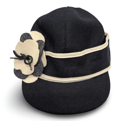 Stormy Kromer Ida Cap Women's 6 3/4 Black Cream Wool Ear Flap Hat Good