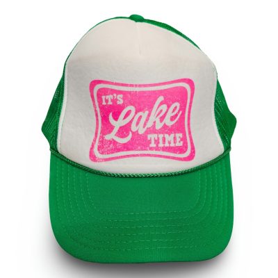 Vintage Trucker Hat OTTO Green White "It's Lake Time" Graphic Unisex OSFM Excell