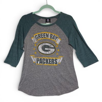 Vintage NFL Team Apparel Green Bay Packers Raglan Tee Gray Green M Excellent