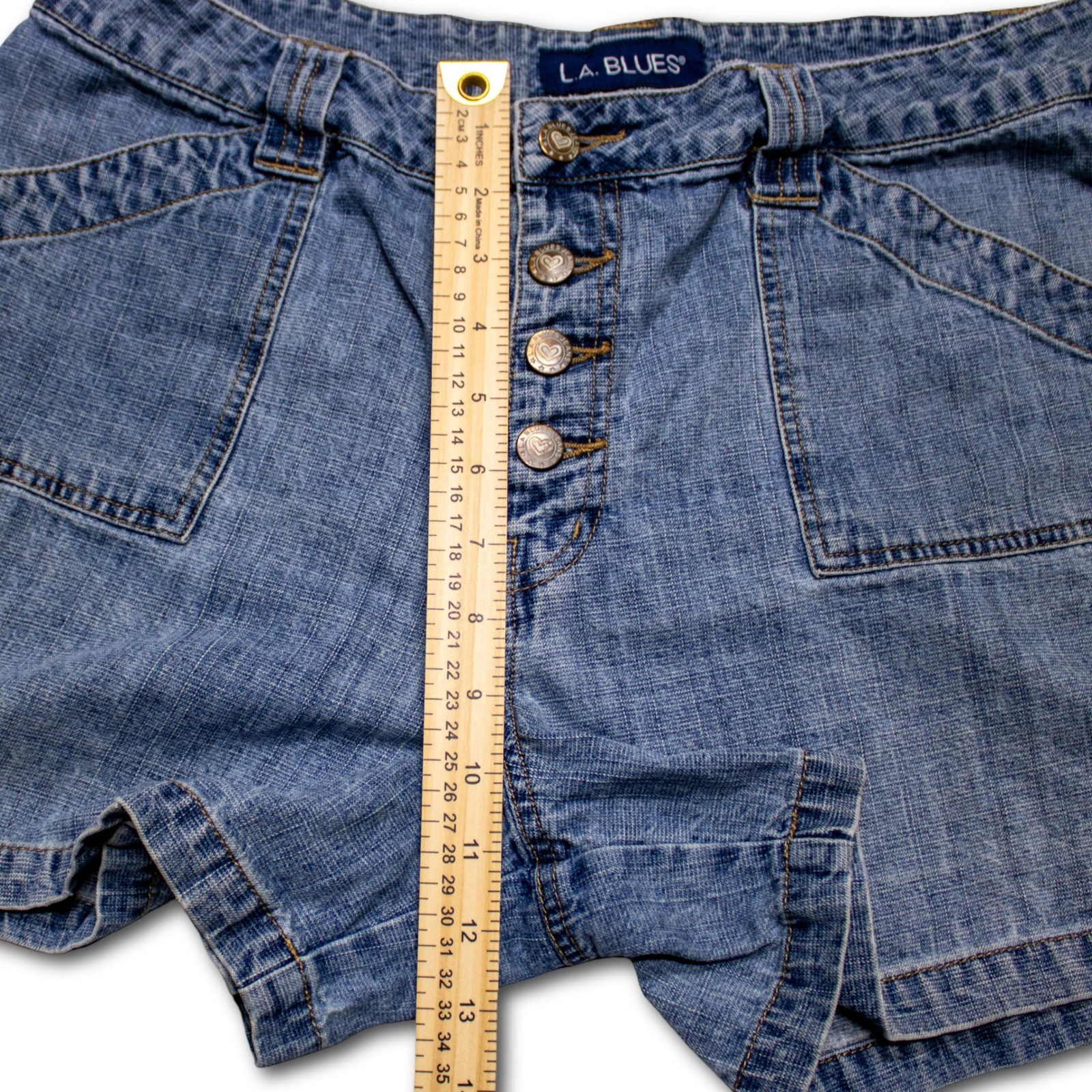 L.A. Blues Denim Shorts Womens 14 Blue Excellent - Image 6